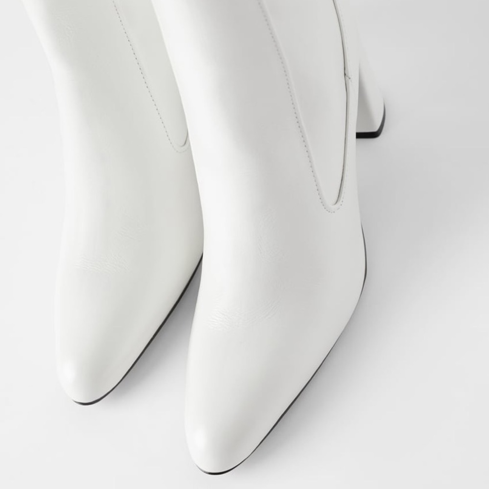 ZARA LEATHER HIGH HEEL ANKLE BOOTS WITH FI… - Picture 4 of 7